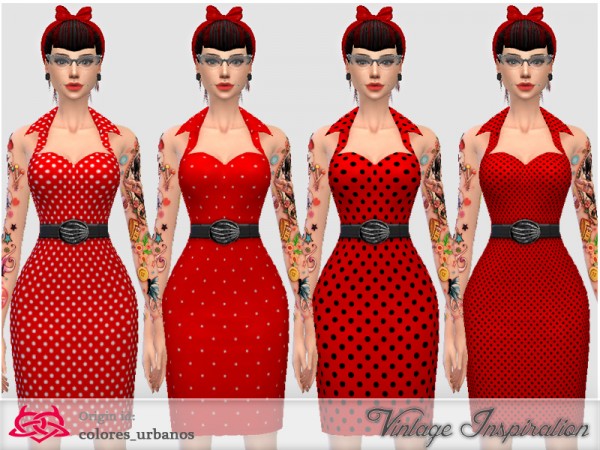  The Sims Resource: Recolor Pin Up dress lunares 1 by Colores Urbanos