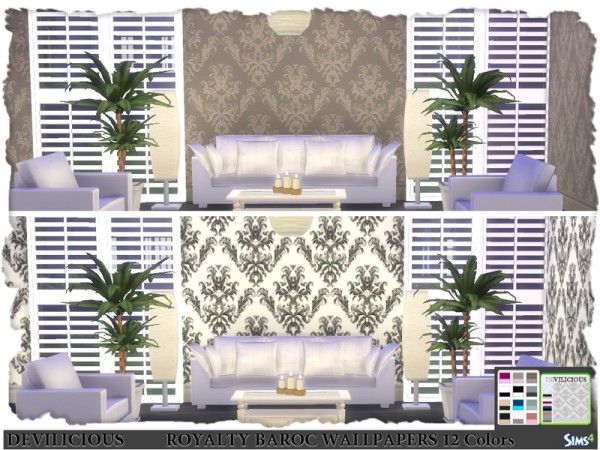  The Sims Resource: Royalty Baroc Wallpaper 12 Designs by Devilicious