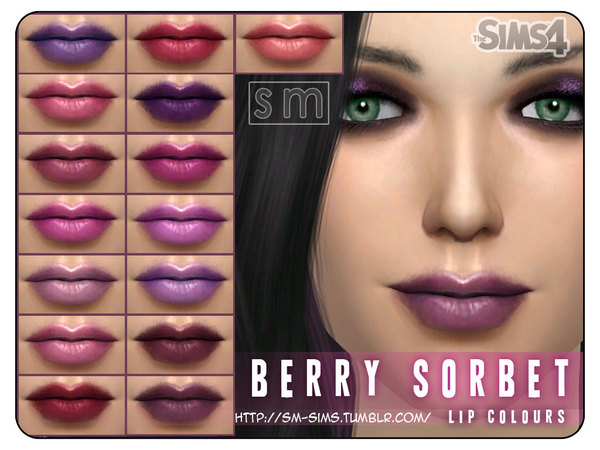  The Sims Resource: Berry Sorbet   Lip Recolours by Screaming Mustard