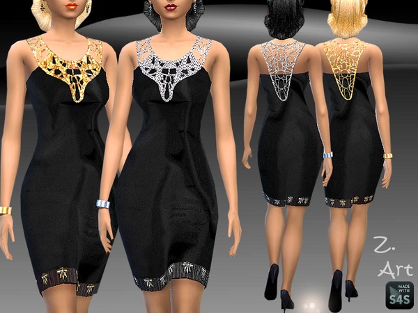  The Sims Resource: Black Glam dress by Zuckerschnute20
