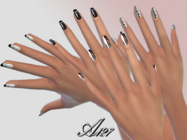  Altea127 SimsVogue: Black and White Nail Art