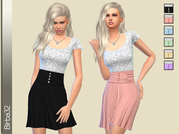  The Sims Resource: Lace Top and Skirt Dress by Birba32