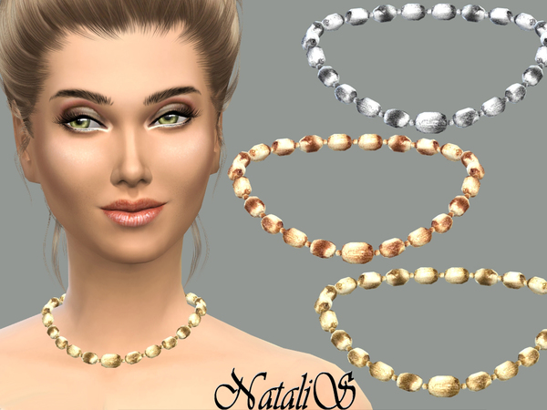  The Sims Resource: Brushed metal drop necklace by NataliS