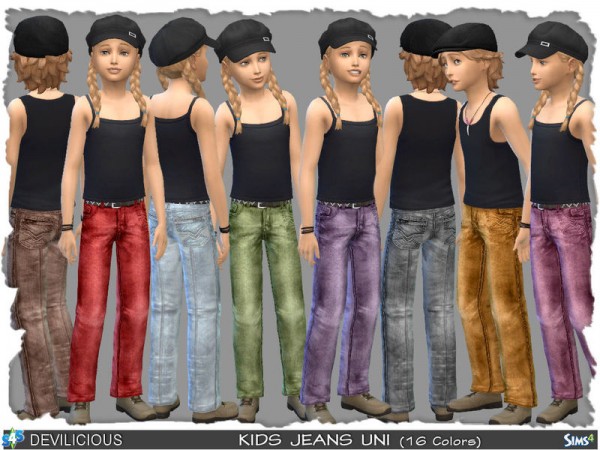  The Sims Resource: Kids Uni Jeans 16 color by Devilicious