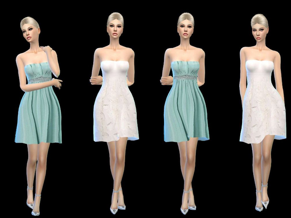  The Sims Resource: Romantic dresses in mint and white