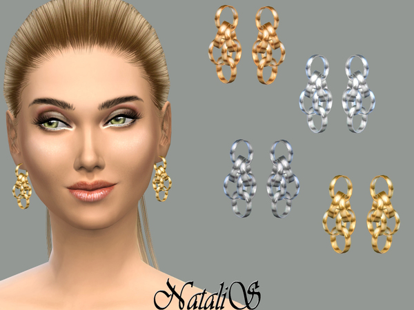  The Sims Resource: Cascade of rings earrings by NataliS