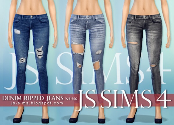  JS Sims 4: Denim ripped jeans N4   N6