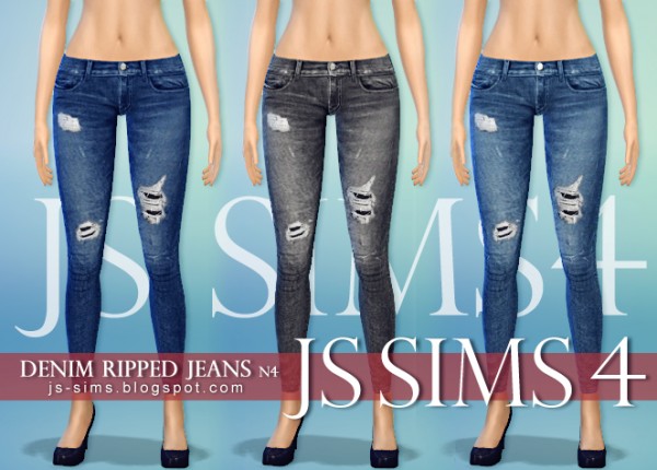  JS Sims 4: Denim ripped jeans N4   N6