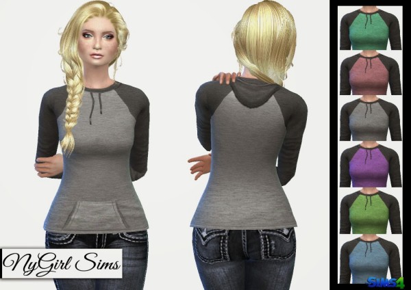  NY Girl Sims: Hooded Pullover Shirt with Ties