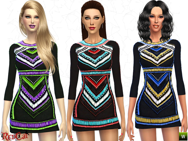  The Sims Resource: Embellished Mini Dress by RedCat