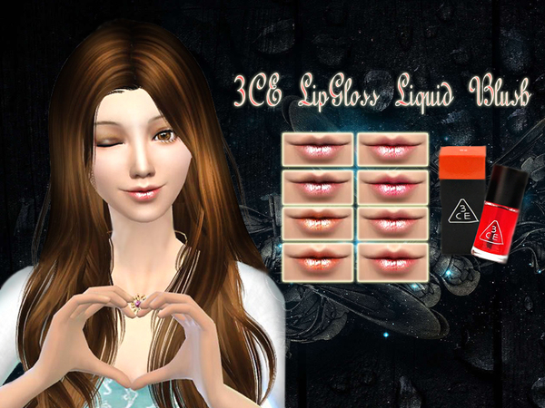  The Sims Resource: 3CE LipGloss Liquid Blush by SakuraPhan