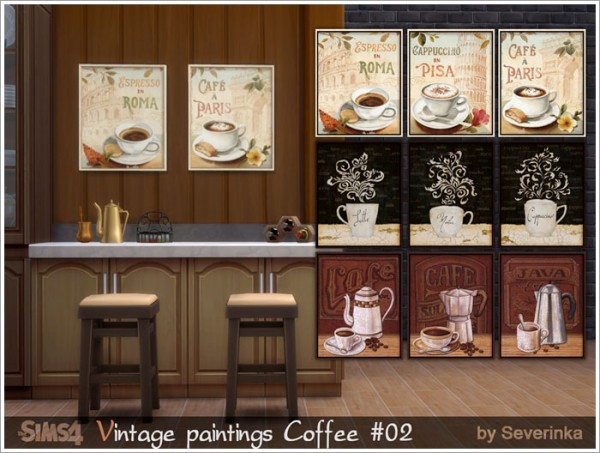  Sims by Severinka: Vintage paintings set Coffee time