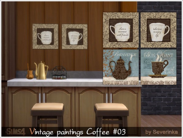  Sims by Severinka: Vintage paintings set Coffee time