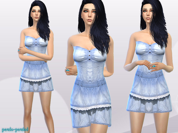  The Sims Resource: Denim short dress by paulo paulol