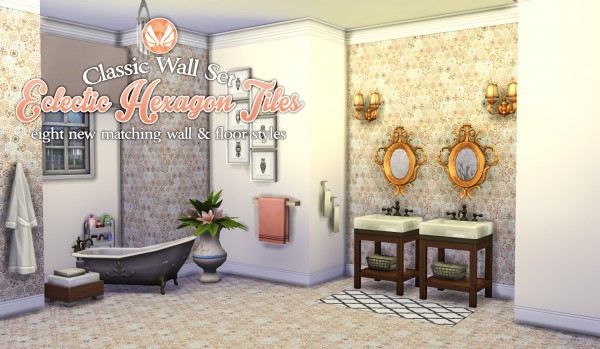  Simsational designs: Classic Wall Set   Eclectic Hexagon Tile Walls and Flooring