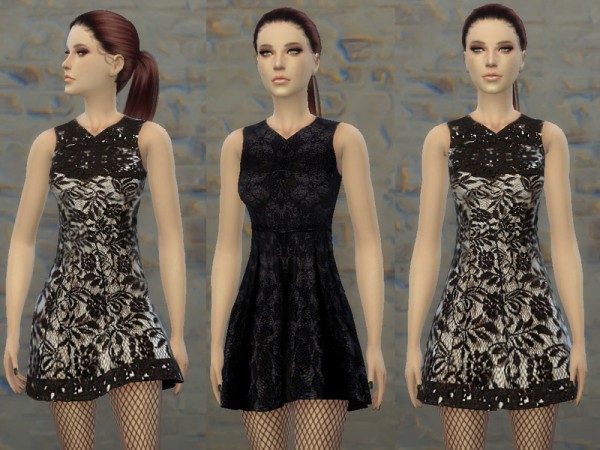 The Sims Resource: Lace Black Dress by TatyanaName