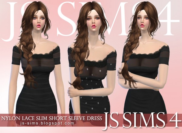  JS Sims 4: Nylon Lace Slim Short Sleeve Dress
