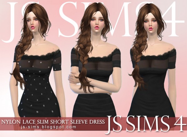  JS Sims 4: Nylon Lace Slim Short Sleeve Dress