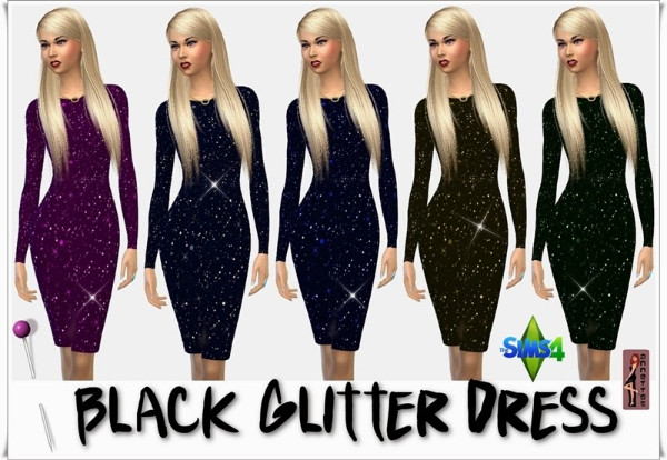  Annett`s Sims 4 Welt: Black Glitter Dress