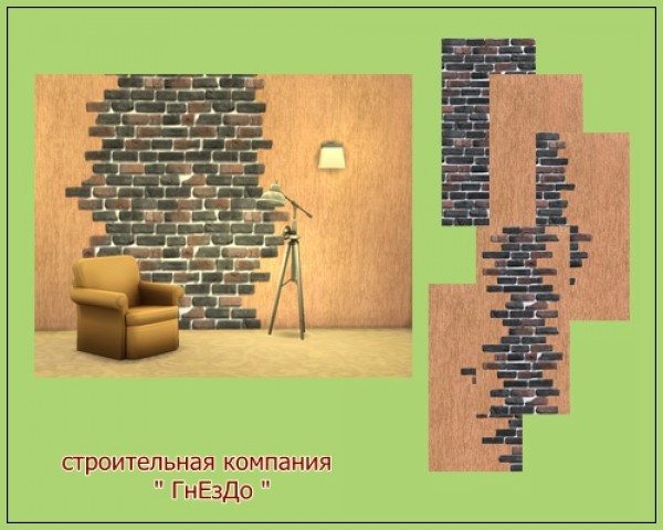  Sims 3 by Mulena: Wallpaper seamless Brick ivory