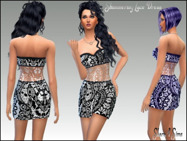  Shara 4 Sims: Shimmering Lace Dress