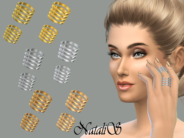  The Sims Resource: Middle finger stacks ring set by NataliS