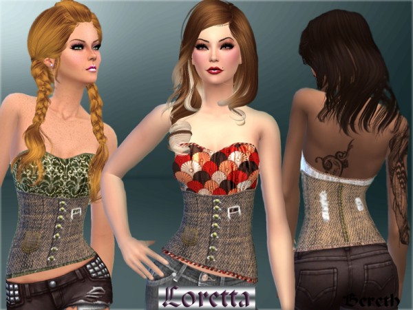  The Sims Resource: Loretta Denim Corset by Bereth