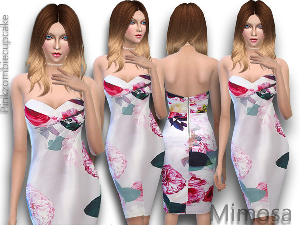  The Sims Resource: Spring dress Mimosa by Pinkzombiecupcake