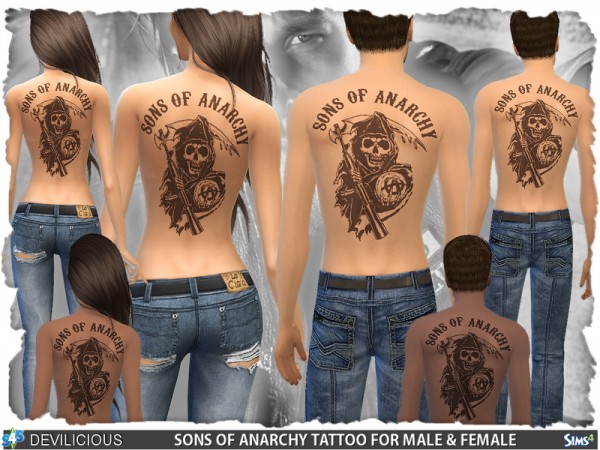 The Sims Resource: Sons Of Anarchy Tattoos by Devilicious