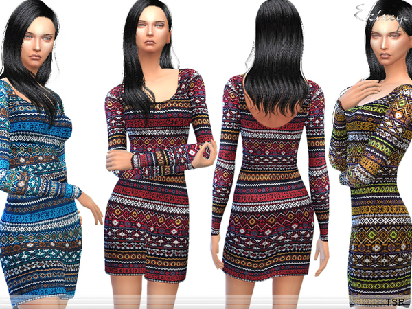  The Sims Resource: Tribal Print Dress by ekinege