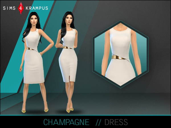  The Sims Resource: Champagne Dress by SIms4 Krampus