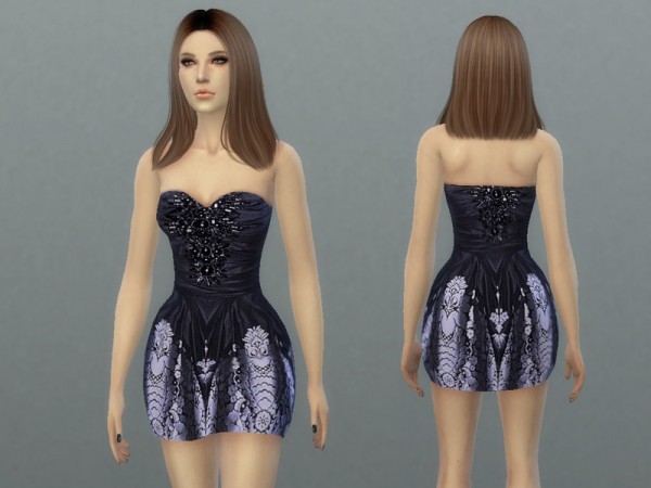  The Sims Resource: Black Bubble Dress by TatyanaName