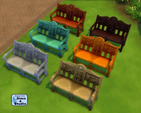 Mod The Sims: Medieval Loveseat converted from TS2 to TS4 by Esmeralda