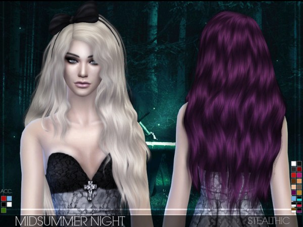  The Sims Resource: Stealthic   Midsummer Night hairstyle and accesories