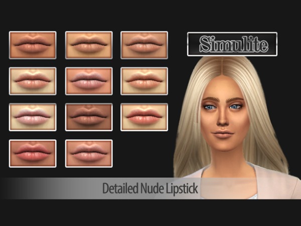 The Sims Resource: Detailed Nude Lipstick by Simulite Sims