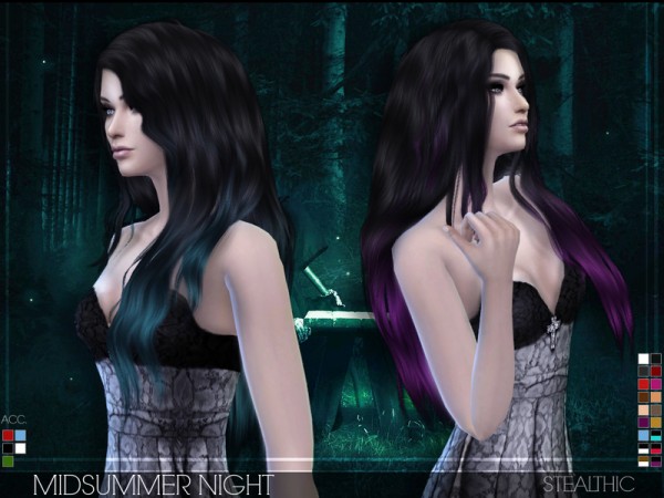  The Sims Resource: Stealthic   Midsummer Night hairstyle and accesories