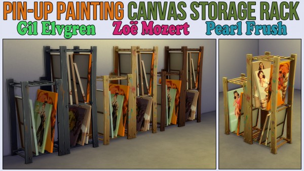  Mod The Sims: Pin Up Painting Canvas Storage Rack by ironleo78
