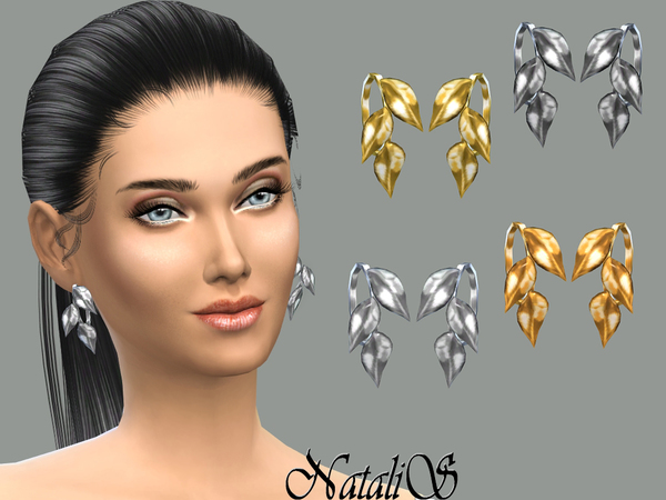  The Sims Resource: Leafs hoop earrings by NataliS