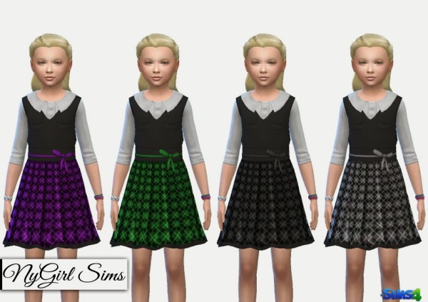  NY Girl Sims: Collared Tartan Dress with Vest