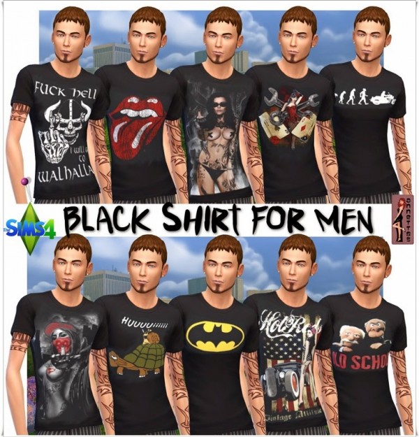  Annett`s Sims 4 Welt: Black Shirt for Men