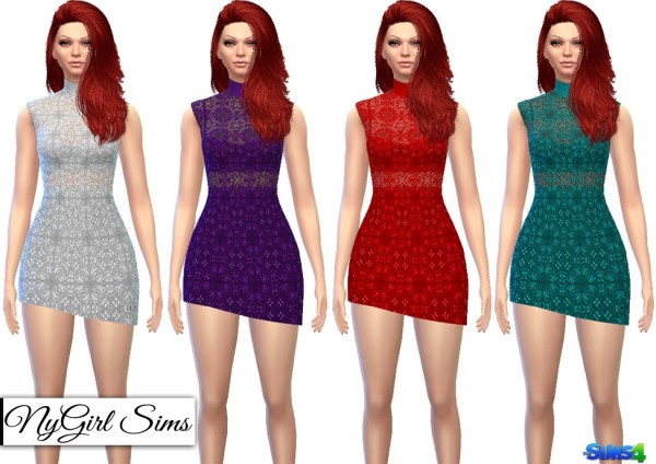  NY Girl Sims: Turtleneck Lace Cutout Dress