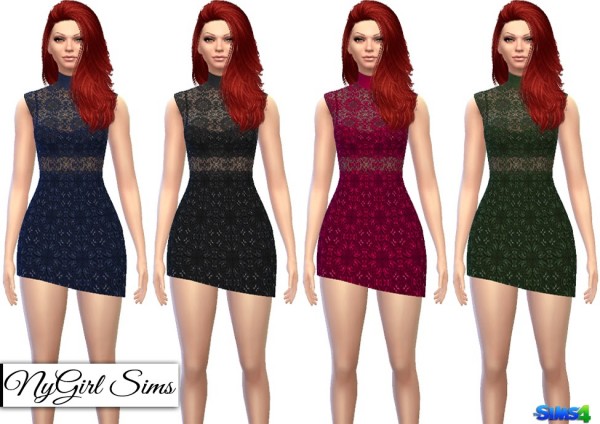  NY Girl Sims: Turtleneck Lace Cutout Dress
