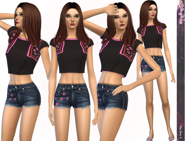  The Sims Resource: Holiday Set Crop Top by Simsimay