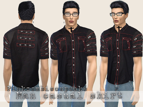  The Sims Resource: Man casual shirt by Pinkzombiecupcake