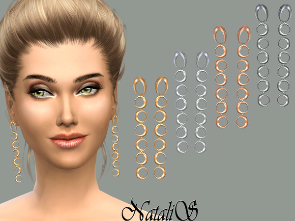  The Sims Resource: Linear circle drop earrings by NataliS