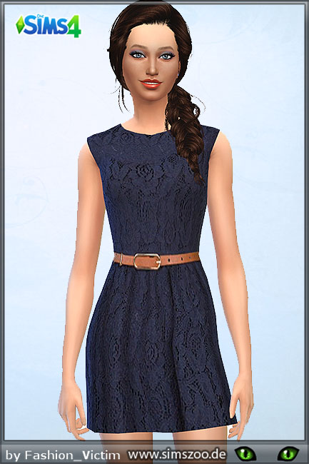  Blackys Sims 4 Zoo: Blue lace dress