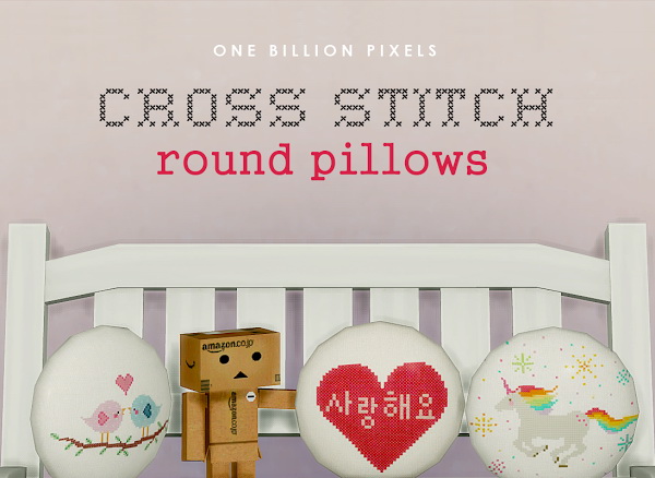  One Billion Pixels: Cross Stitch Round Pillows