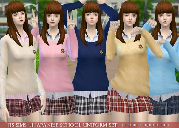  JS Sims 4: Japanese School Uniform Set