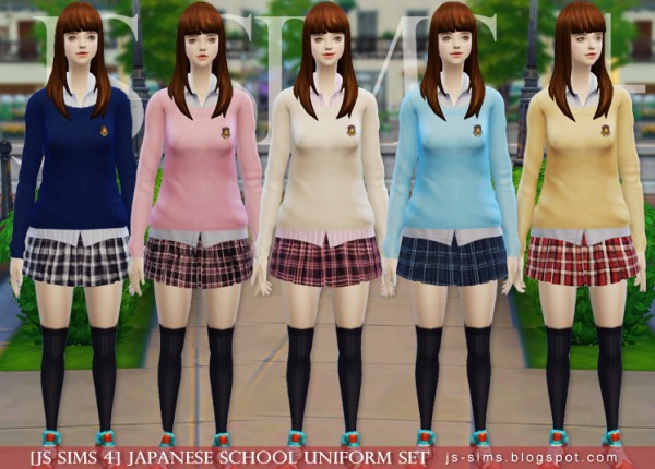  JS Sims 4: Japanese School Uniform Set