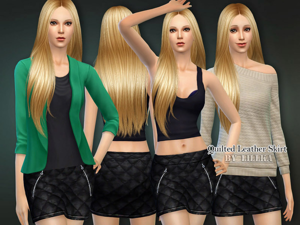  The Sims Resource: Quilted Leather Skirt by lillka